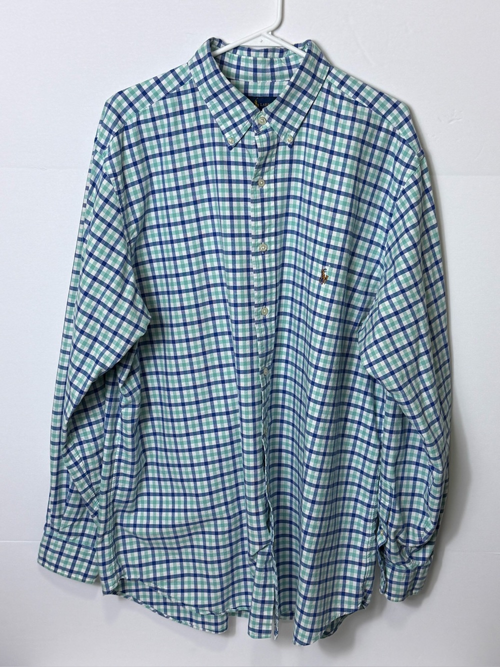 Ralph Lauren Blue & Green Plaid Button-Down Oxford Shirt